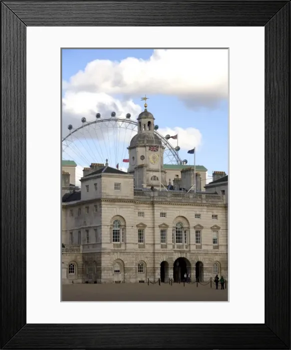 Framed Print : Horse Guards and the London Eye in London, England Framed Print : Horse Guards and the London Eye in London, England