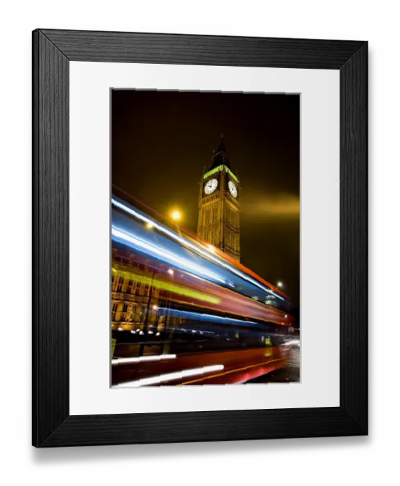 Framed Print : UK, London. Big Ben and the Houses of Parliament with Iconic London Red Bus