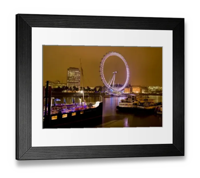 Framed Print : England, London. River Thames and the London Eye at Night Framed Print : England, London. River Thames and the London Eye at Night