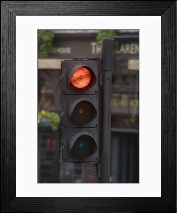 Framed Print : Red traffic Light, London, England, United Kingdom