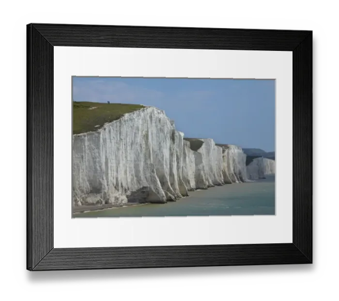 Framed Print : People atop Seven Sisters Chalk Cliffs, seen from Cuckmere Haven, near Seaford, East Sussex Framed Print : People atop Seven Sisters Chalk Cliffs, seen from Cuckmere Haven, near Seaford, East Sussex
