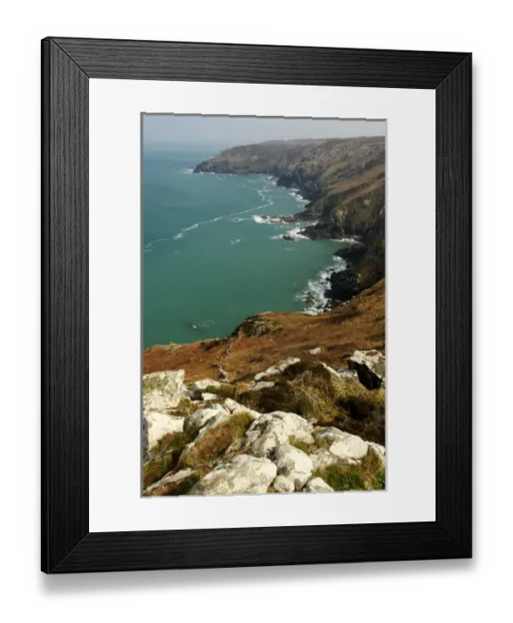 Framed Print : Europe, England, Cornwall, view of ocean from the coastal path