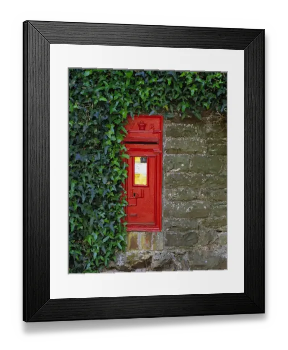 Framed Print : Europe, England, Dorset. A bright red post-box adorns this stone wall in Dorset in southern England Framed Print : Europe, England, Dorset. A bright red post-box adorns this stone wall in Dorset in southern England