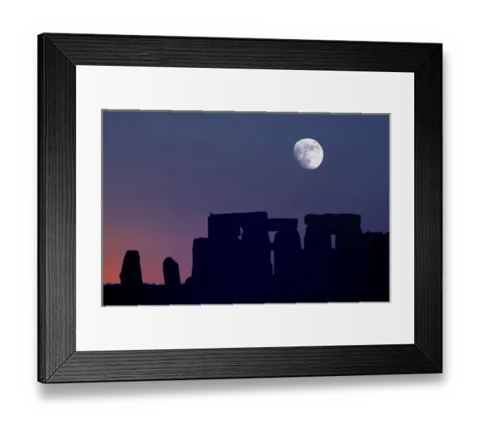 Framed Print : Europe, Stonehenge. The moon sets over prehistoric Stonehenge, a World Heritage Site Framed Print : Europe, Stonehenge. The moon sets over prehistoric Stonehenge, a World Heritage Site