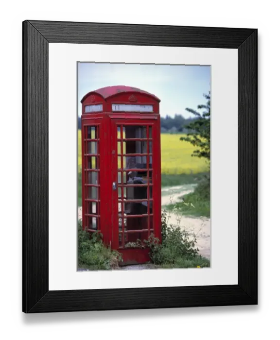 Framed Print : Europe, England, Penny Hedley. These quaint red telephone booths, this one near Penny Hedley