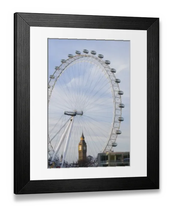 Framed Print : Europe, ENGLAND, London: Southbank, London Eye and Big Ben / Morning Framed Print : Europe, ENGLAND, London: Southbank, London Eye and Big Ben / Morning