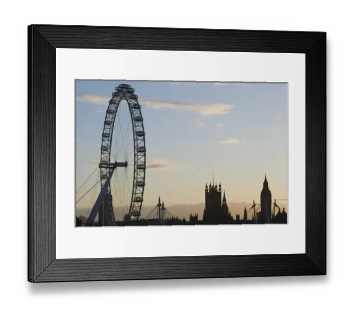 Framed Print : Europe, ENGLAND, London: Houses of Parliament and London Eye / Sunset Silhouette Framed Print : Europe, ENGLAND, London: Houses of Parliament and London Eye / Sunset Silhouette