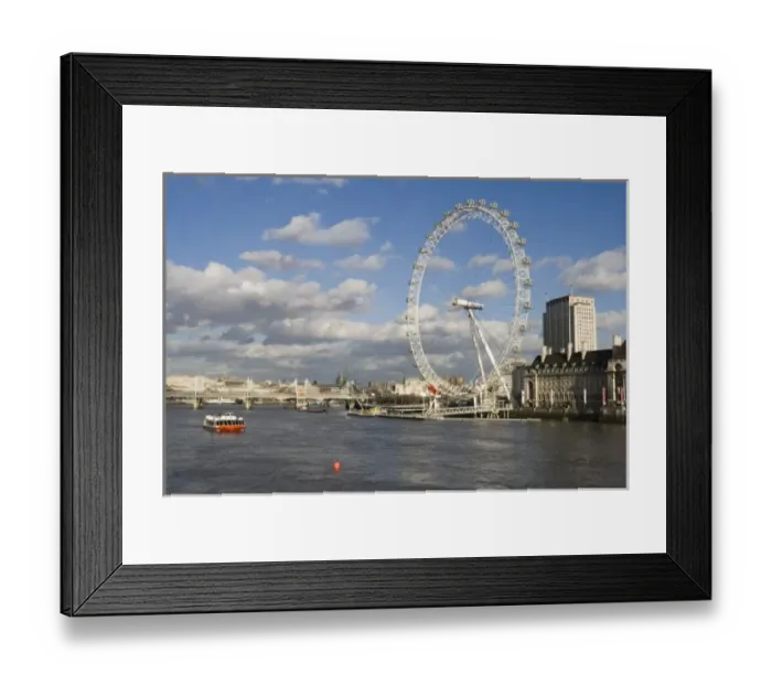 Framed Print : ENGLAND, London: Southbank, London Eye and Shell Building / Mid, Afternoon Framed Print : ENGLAND, London: Southbank, London Eye and Shell Building / Mid, Afternoon