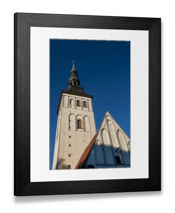 Framed Print : Tallinn, Estonia. Old Town Niguliste Museum Church steeple built in 15th Century