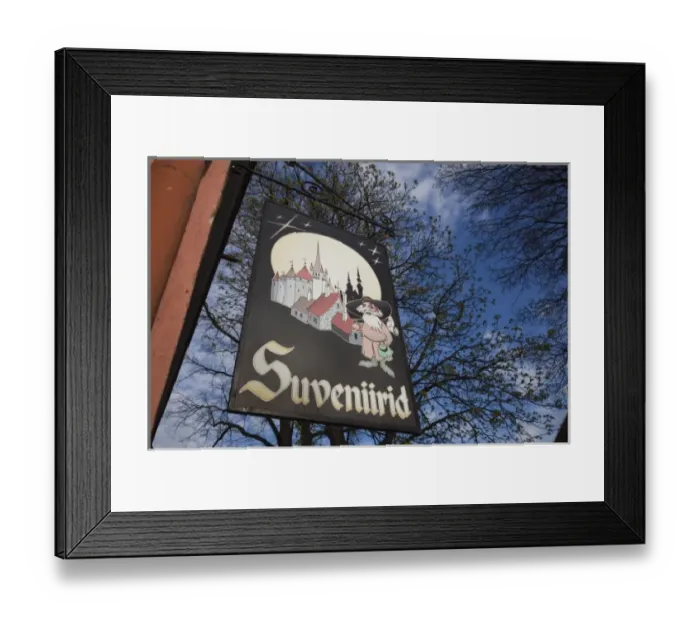 Framed Print : Estonia, Tallinn, Toompea area, souvenir shop sign Framed Print : Estonia, Tallinn, Toompea area, souvenir shop sign