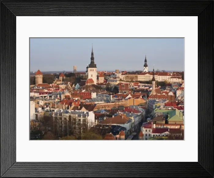 Framed Print : Estonia, Tallinn, elevated view of Old Town from the east, sunrise Framed Print : Estonia, Tallinn, elevated view of Old Town from the east, sunrise