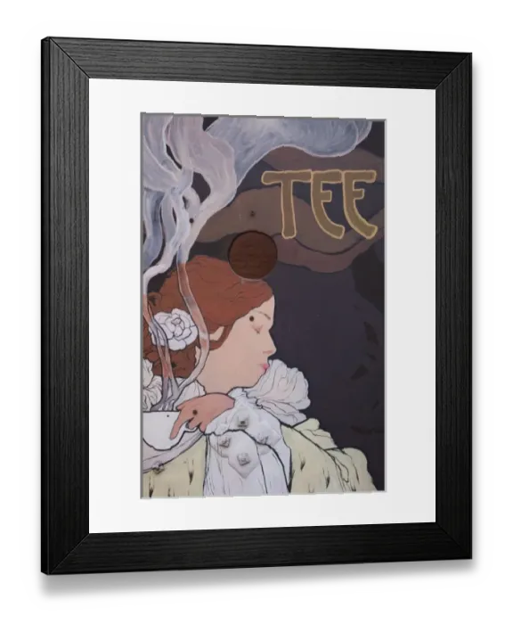 Framed Print : Estonia, Tallinn, Old Town, Art Nouveau, Jugendstil-style wall mural for tea