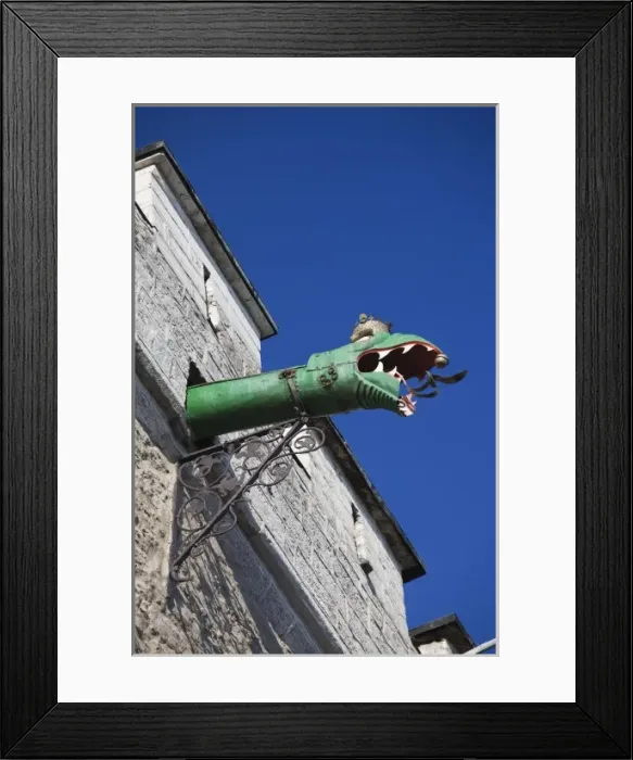 Framed Print : Estonia, Tallinn, Old Town, Town Hall dragon-shaped roof drains