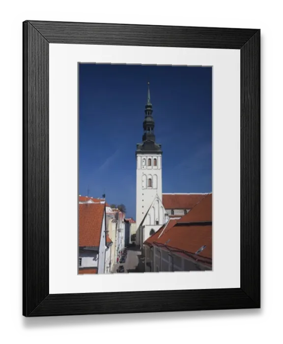 Framed Print : Estonia, Tallinn, Old Town, St. Nicholas Church and Ruutli Street buildings Framed Print : Estonia, Tallinn, Old Town, St. Nicholas Church and Ruutli Street buildings