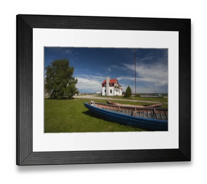 Framed Print : Estonia, Western Estonia Islands, Saaremaa Island, Orissaare, town harbor and coffee shop