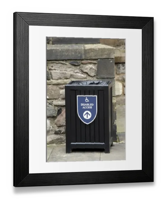 Framed Print : Europe, Scotland, Edinburgh. Edinburgh Castle. Unfortunately placed handicap sign Framed Print : Europe, Scotland, Edinburgh. Edinburgh Castle. Unfortunately placed handicap sign