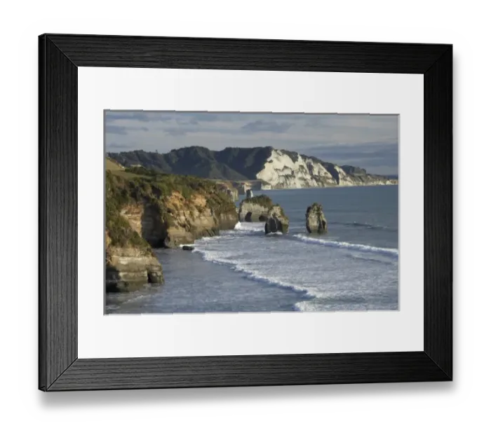 Framed Print : Three Sisters, and White Cliffs, Taranaki, North Island, New Zealand Framed Print : Three Sisters, and White Cliffs, Taranaki, North Island, New Zealand