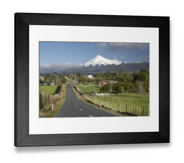 Framed Print : Road and Mt Taranaki / Mt Egmont, Taranaki, North Island, New Zealand Framed Print : Road and Mt Taranaki / Mt Egmont, Taranaki, North Island, New Zealand