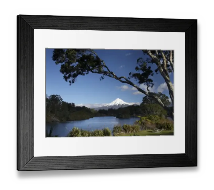 Framed Print : Lake Mangamahoe and Mt Taranaki / Mt Egmont, Taranaki, North Island, New Zealand Framed Print : Lake Mangamahoe and Mt Taranaki / Mt Egmont, Taranaki, North Island, New Zealand