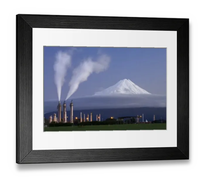 Framed Print : Kapuni Gas Production Station and Mt Taranaki / Mt Egmont, Taranaki, North Island Framed Print : Kapuni Gas Production Station and Mt Taranaki / Mt Egmont, Taranaki, North Island
