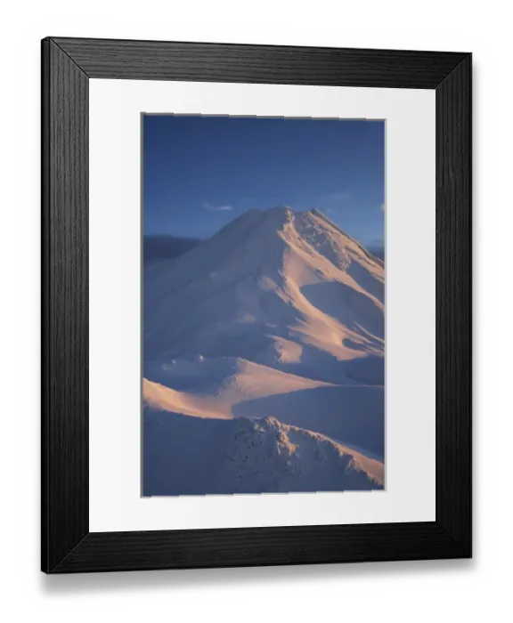 Framed Print : Syme Hut (at left), Fanthams Peak, and Alpenglow at Dawn on Mt Taranaki / Mt Egmont Framed Print : Syme Hut (at left), Fanthams Peak, and Alpenglow at Dawn on Mt Taranaki / Mt Egmont
