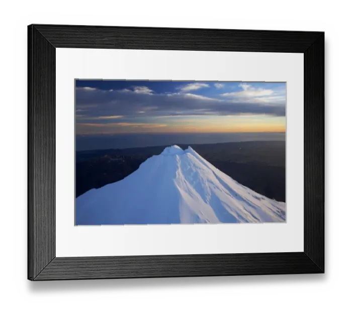 Framed Print : First Light on Summit of Mt Taranaki  /  Mt Egmont, Taranaki, North Island, New Zealand