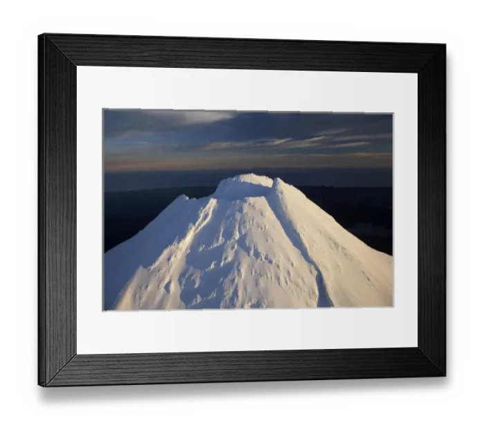 Framed Print : First Light on Summit of Mt Taranaki  /  Mt Egmont, Taranaki, North Island, New Zealand