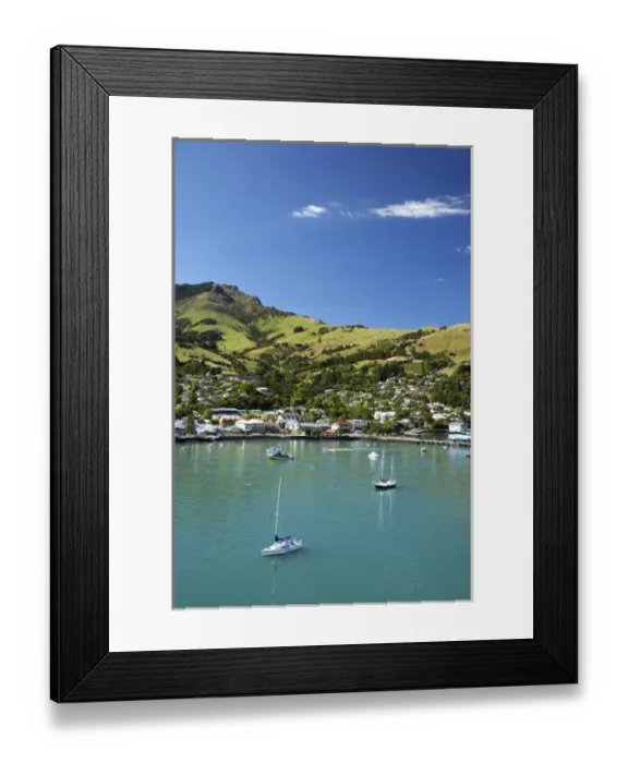 Framed Print : New Zealand, Akaroa, Akaroa Harbour, Banks Peninsula, Canterbury, South Island, New Framed Print : New Zealand, Akaroa, Akaroa Harbour, Banks Peninsula, Canterbury, South Island, New
