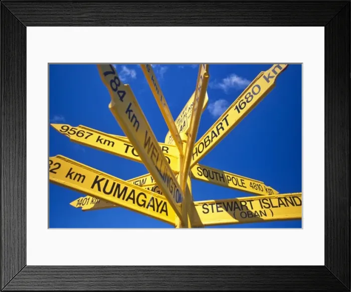 Framed Print : New Zealand, Signpost, Stirling Point, Bluff, Southland