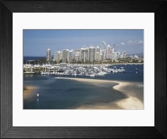 Framed Print : Australia, Queensland, Gold Coast, Sand Bar and Marina, The Broadwater, and Main Framed Print : Australia, Queensland, Gold Coast, Sand Bar and Marina, The Broadwater, and Main