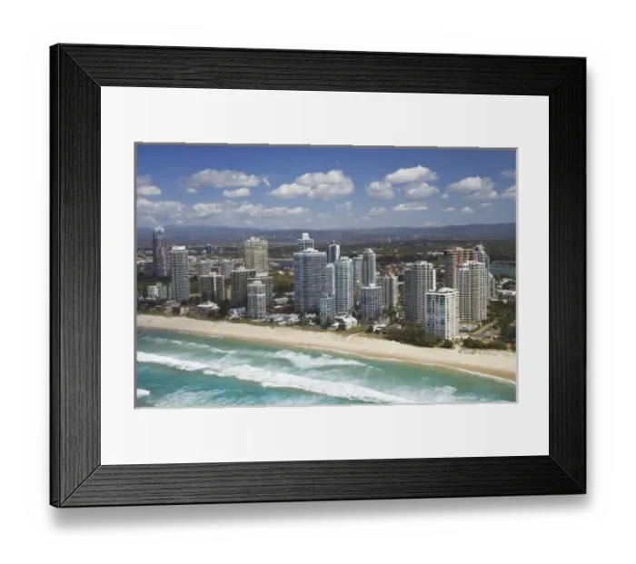 Framed Print : Australia, Queensland, Gold Coast, Main Beach - aerial