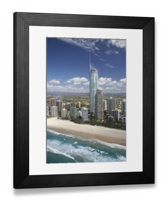Framed Print : Australia, Queensland, Gold Coast, Surfers Paradise, Q1 Skyscraper - aerial