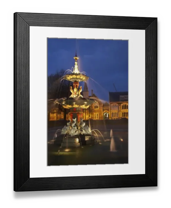 Framed Print : New Zealand, Canterbury, Christchurch, Peacock Fountain, Botanic Gardens, and Arts