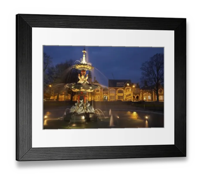 Framed Print : New Zealand, Canterbury, Christchurch, Peacock Fountain, Botanic Gardens, and Arts