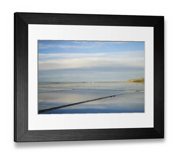 Framed Print : New Zealand, South Island, Marlborough, Evaporation Ponds (for Salt Works), Lake