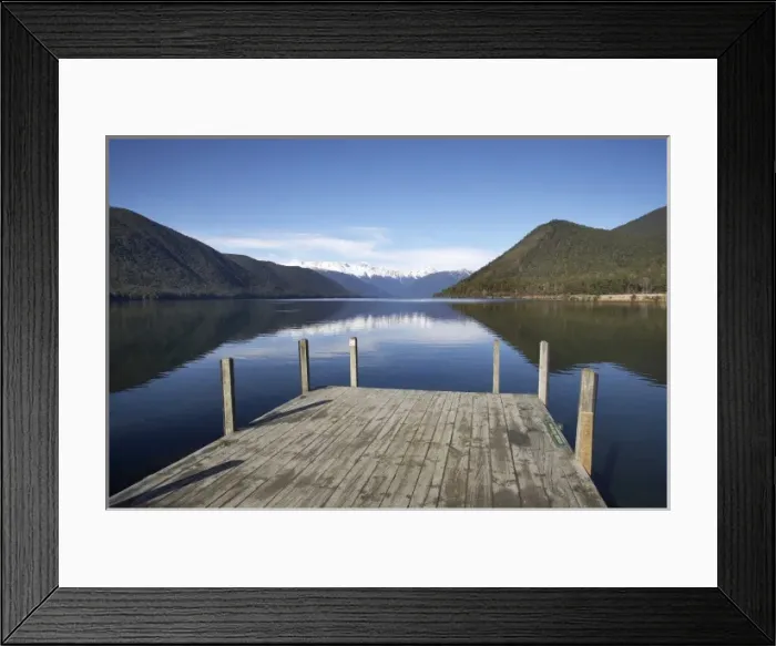 Framed Print : New Zealand, South Island, Tasman District, Nelson Lakes National Park, Jetty, Lake Framed Print : New Zealand, South Island, Tasman District, Nelson Lakes National Park, Jetty, Lake