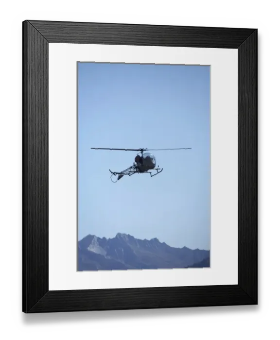 Framed Print : New Zealand, Otago, Wanaka, Warbirds Over Wanaka, Vintage Bell 47 Helicopter