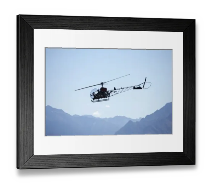 Framed Print : New Zealand, Otago, Wanaka, Warbirds Over Wanaka, Vintage Bell 47 Helicopter