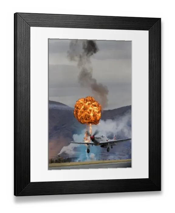 Framed Print : New Zealand, Otago, Wanaka, Warbirds Over Wanaka, Controlled Explosions and P-51