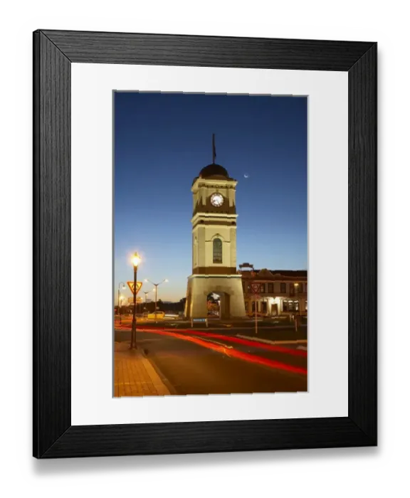 Framed Print : New Zealand, North Island, Manawatu, Fielding, Clock Tower with Historic Clock, Manchester Framed Print : New Zealand, North Island, Manawatu, Fielding, Clock Tower with Historic Clock, Manchester