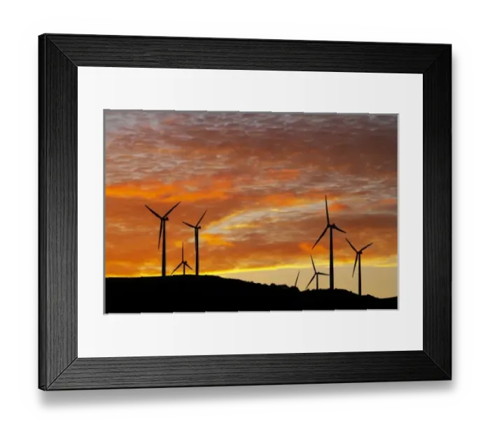 Framed Print : New Zealand, North Island, Manawatu, Sunrise, Te Apiti Wind Farm, Ruahine Ranges