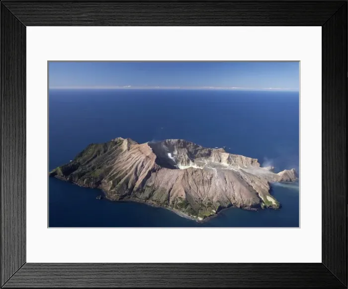 Framed Print : New Zealand, North Island, Bay of Plenty, White Island, Active Volcano - aerial Framed Print : New Zealand, North Island, Bay of Plenty, White Island, Active Volcano - aerial