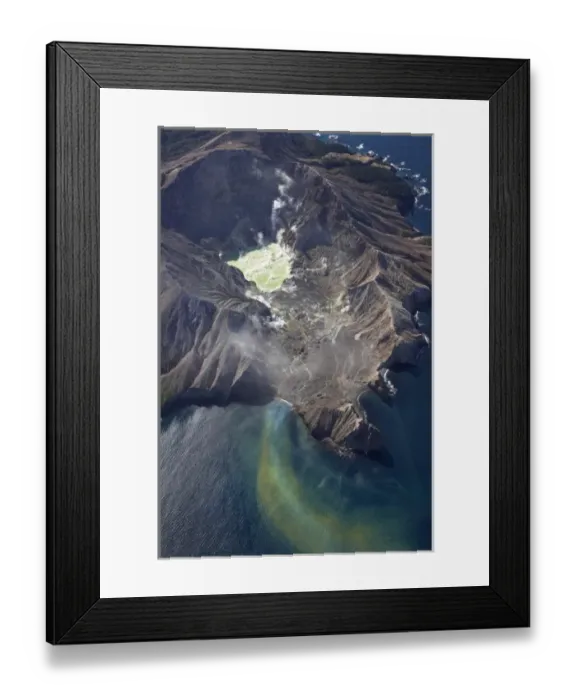 Framed Print : New Zealand, North Island, Bay of Plenty, Steaming Crater Lake and Outflow, White Island Framed Print : New Zealand, North Island, Bay of Plenty, Steaming Crater Lake and Outflow, White Island