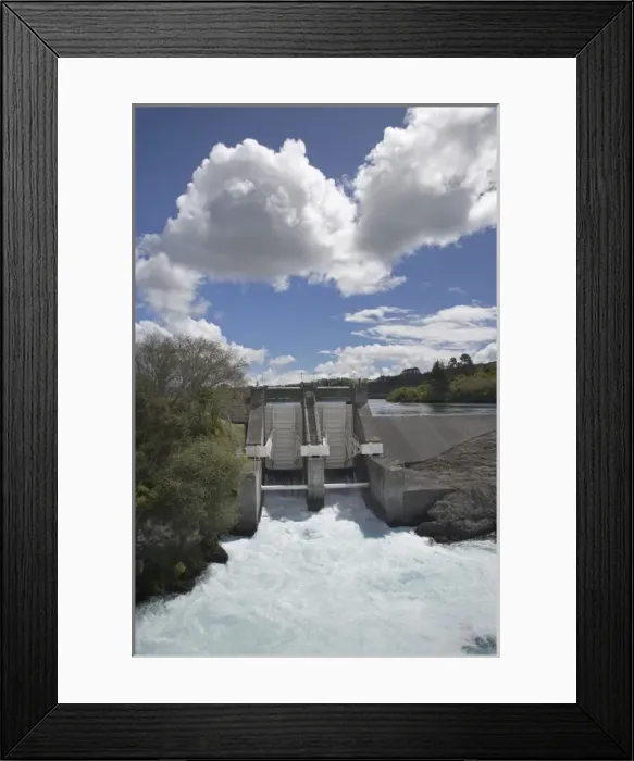 Framed Print : New Zealand, North Island, near Taupo, Aratiatia Dam, Waikato River Framed Print : New Zealand, North Island, near Taupo, Aratiatia Dam, Waikato River