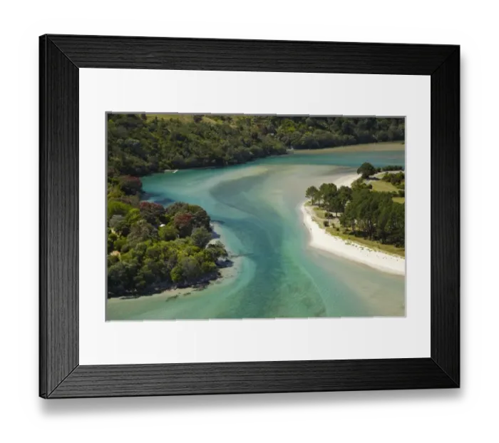 Framed Print : Inlet, Cooks Beach, Coromandel Peninsula, North Island, New Zealand - aerial Framed Print : Inlet, Cooks Beach, Coromandel Peninsula, North Island, New Zealand - aerial