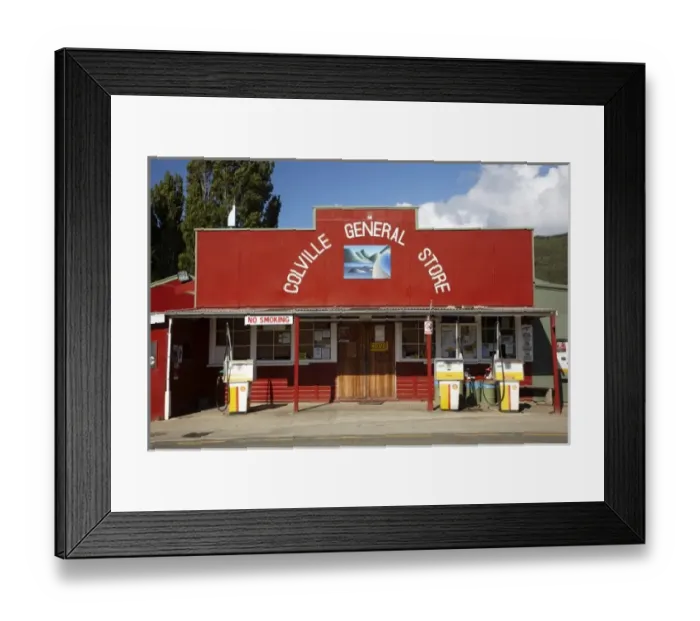 Framed Print : Colville General Store and Petrol Station, Colville, Coromandel Peninsula, North Island