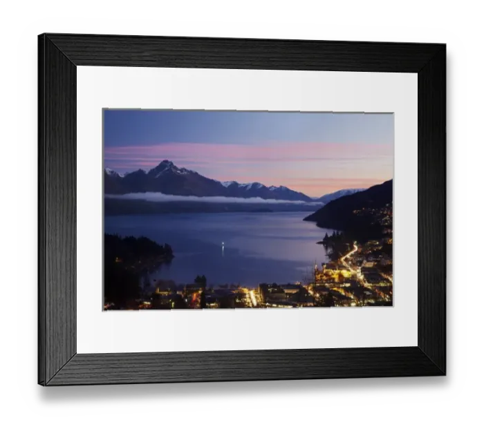 Framed Print : Dusk over Lake Wakatipu and Queenstown, South Island, New Zealand Framed Print : Dusk over Lake Wakatipu and Queenstown, South Island, New Zealand