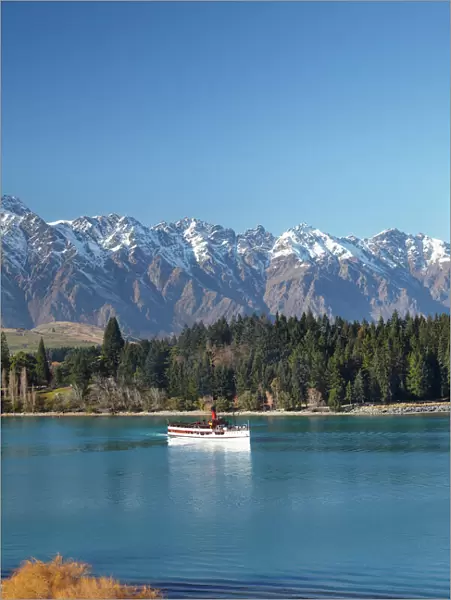 TSS Earnslaw, The Remarkables and Lake Wakatipu, Queenstown, South Island, New Zealand