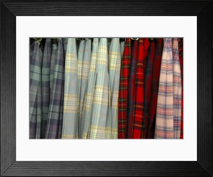 Framed Print : Europe, Scotland. Typical tartan skirts. THIS IMAGE RESTRICTED - Not available to U