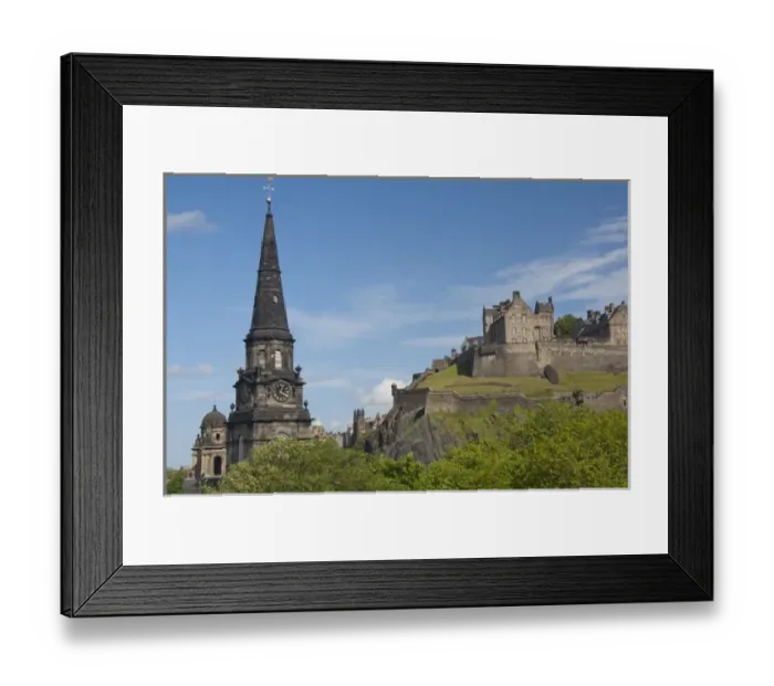 Framed Print : Scotland, Edinburgh. Historic hilltop Edinburgh Castle, with the clock tower of St Framed Print : Scotland, Edinburgh. Historic hilltop Edinburgh Castle, with the clock tower of St